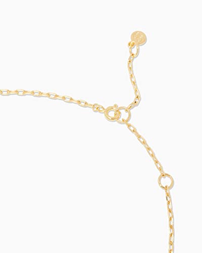 Women's Gold Plated Necklace with Engraved Pearl Charm