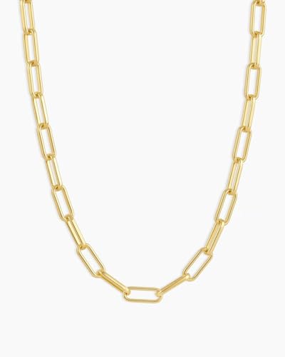gorjana Women's 18-Inch Parker Paperclip Link Necklace with Chunky Clasp, Gold or Silver Plating