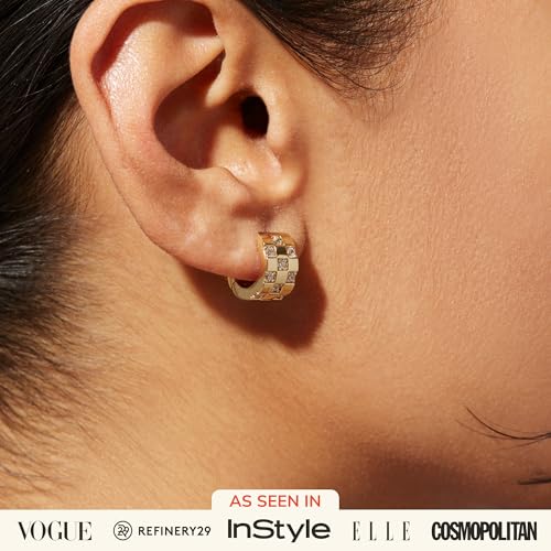 Ana Luisa Eden Huggie Hoop Earrings - 14K Gold & Silver Rhodium Plated with Cubic Zirconia - Hypoallergenic, Water-Resistant & Tarnish-Free - Valentine's Gifts for Her